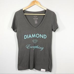 DIAMOND SUPPLY v neck short sleeve hipster tee LG